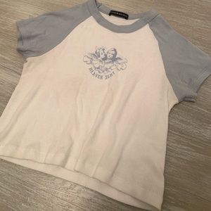 Brandy Melville “Heaven Sent” light blue crop top